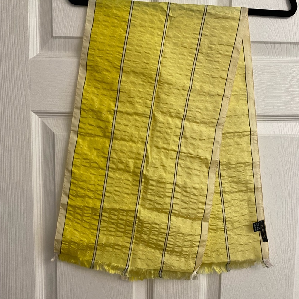 Valentino Yellow Fine Raw Silk Scarf